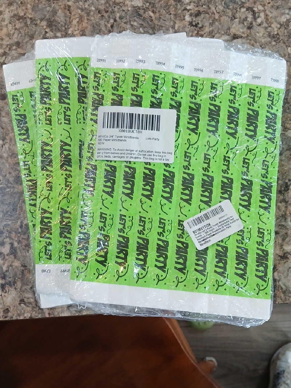 Green Tyvek Wristbands -3 Packs of Event Entry Bands total 1500 bands